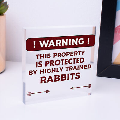 Beware Of The Rabbit Sign Bunny Rabbit Door Sign Hanging Plaques Funny Pet Gifts