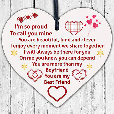 Boyfriend Relationship Gifts Wooden Heart Anniversary Valentines Gift For Him