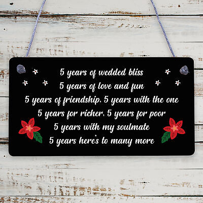 5th Wedding Anniversary Card Gift For Husband Wife Five Year Anniversary Gift