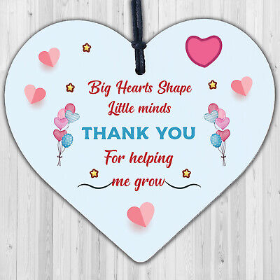 Teacher Leaving Gift Nursery Wooden Heart Plaque Childminder Preschool Thank You