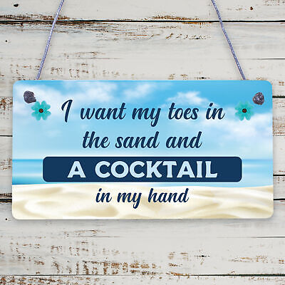 Cocktail In My Hand Plaque Nautical Decor Sign Beach Kitchen Birthday Home Gifts