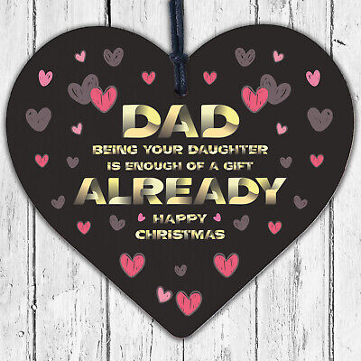 Dad Christmas Gift From Daughter Novelty Wood Heart Funny Gift For Dad Daddy