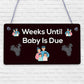 Weeks Until Baby Is Due Chalkboard Hanging Plaque Baby Shower Pregnancy Gift