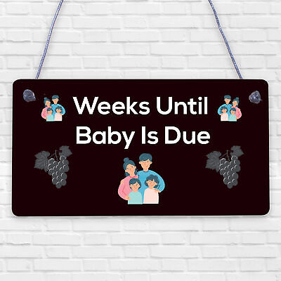 Weeks Until Baby Is Due Chalkboard Hanging Plaque Baby Shower Pregnancy Gift