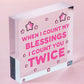 Blessings Count You Twice Wooden Hanging Heart Plaque Friendship Love Gift Sign