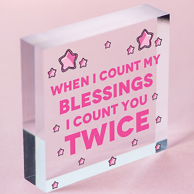 Blessings Count You Twice Wooden Hanging Heart Plaque Friendship Love Gift Sign