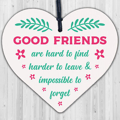 Best Friends Friendship Gift Handmade Wooden Heart Chic Plaque Keepsake Birthday