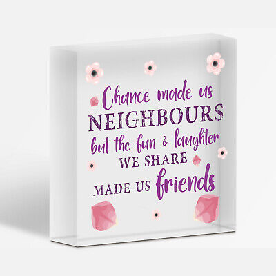 Chance Made Us Neighbours Wooden Heart Plaque Sign Friendship Thank You Gift