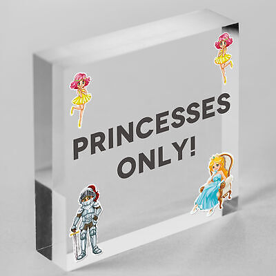 Princesses Only Plaque Door Nursery Bedroom Sign Baby Girl Fairytale Decor Gifts