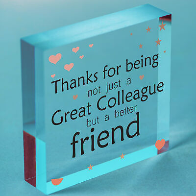 Work Colleagues Friendship Friend Heart Sign Plaque Office Thank You Gift