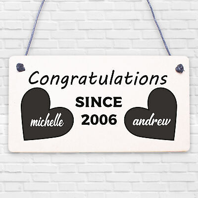 Congratulations Couple Wedding Engagement Gift Hanging Plaque Cute Love Sign