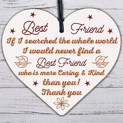 BEST FRIEND Friendship Gift For Friend Birthday Christmas Thank You Wooden Heart