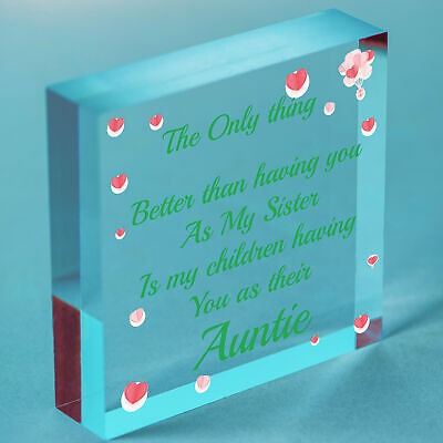 Cute Auntie Heart Plaque Wooden Auntie Birthday Christmas Gifts Sister Plaque