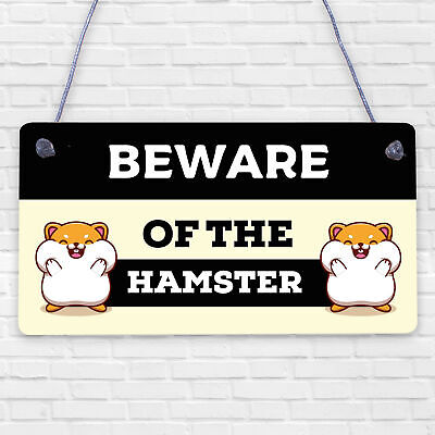 Beware Of The Hamster Novelty Wooden Hanging Shabby Chic Plaque Hamsters Sign