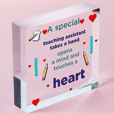 Special Teacher Leaving Gift Wood Heart Plaque Teaching Assistant Thank You Gift