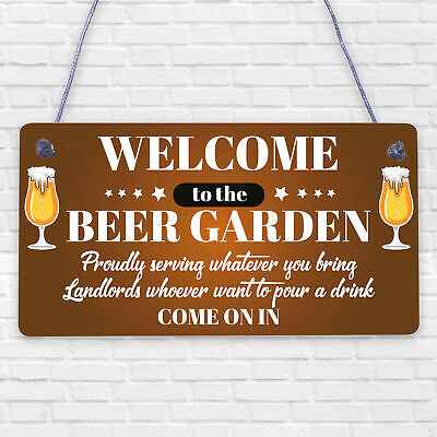 Chalk Welcome To The Beer Garden Hanging Wall Sign Landlord Pub Garden Sign Gift