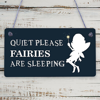 Quiet Please Novelty Hanging Plaque Fairy Sign Garden Shed Mum Decor Gift Plaque