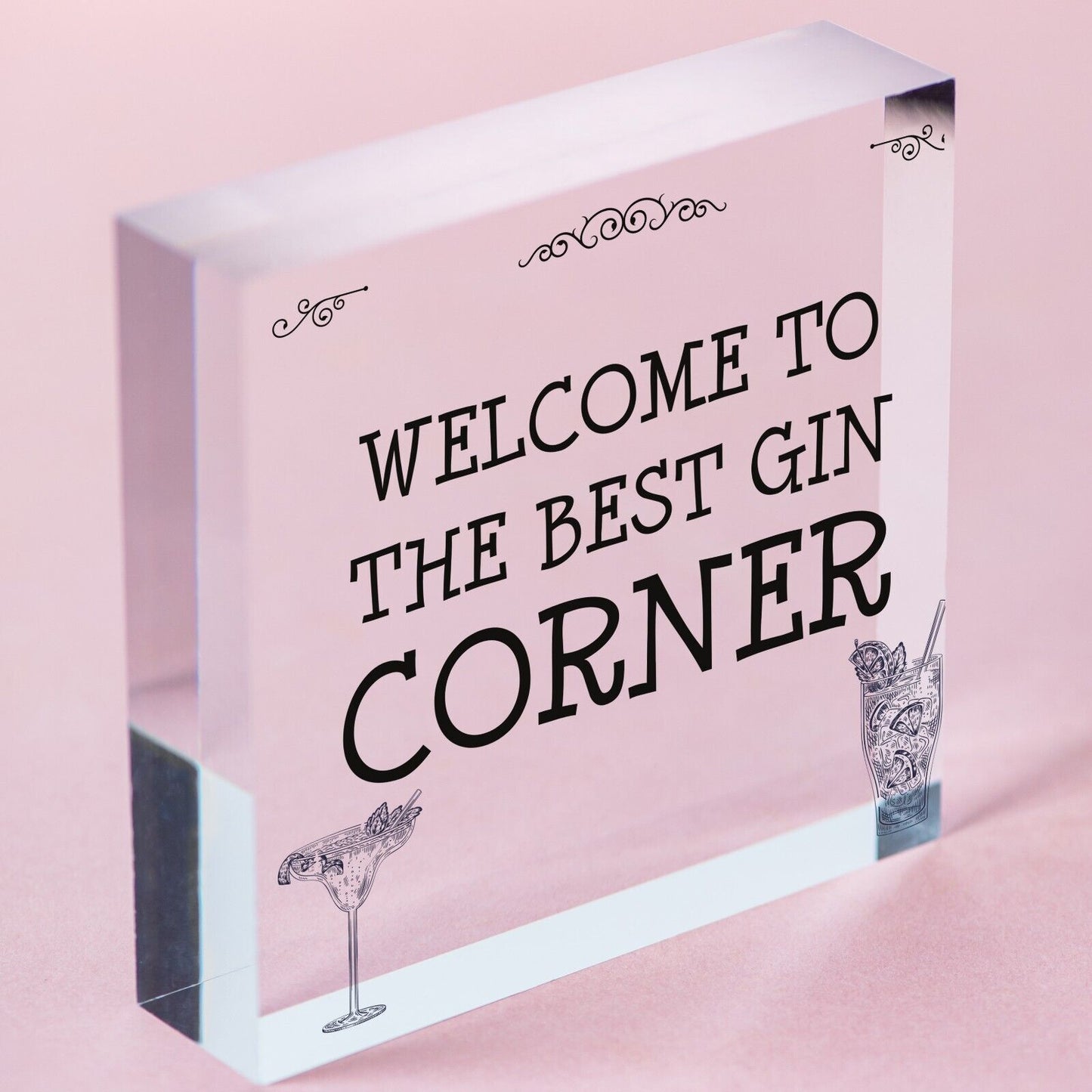 Best Gin Corner Sign Shabby Chic Home Bar Garden Shed Sign Alcohol Gin Gift