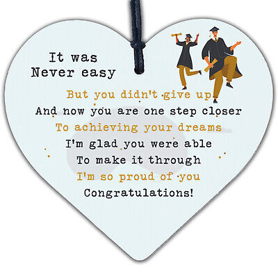 Graduation Gifts Congratulations Wood Heart Plaque Leaving Uni Son Daughter Gift