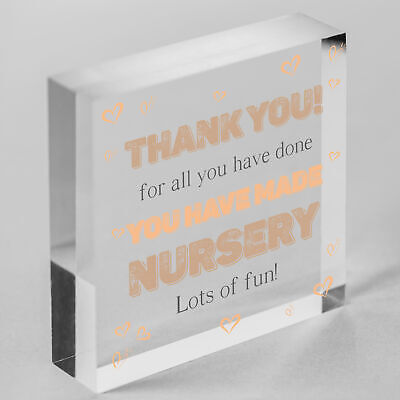 Thank You Nursery Teacher Gift Wooden Heart Sign Preschool Leaving Present