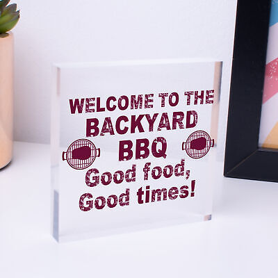 Backyard BBQ Sign Funny Garden Shed Man Cave Sign Gift For Men New Home Gift