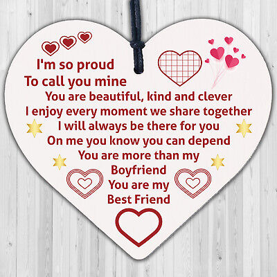 Boyfriend Relationship Gifts Wooden Heart Anniversary Valentines Gift For Him