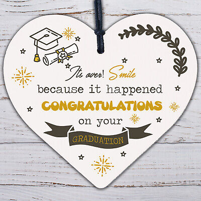 Congratulations On Your Graduation Wood Heart Gift Keepsake Graduate Degree Exam