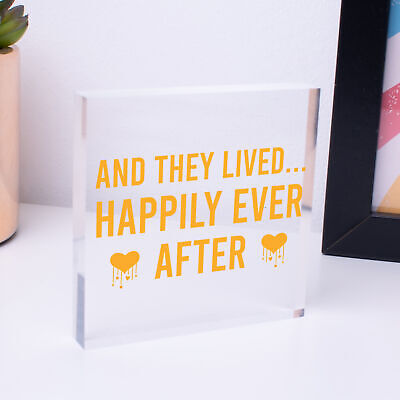 And They Lived Happily Ever After Hanging Wedding Day Plaque Table Decor Sign