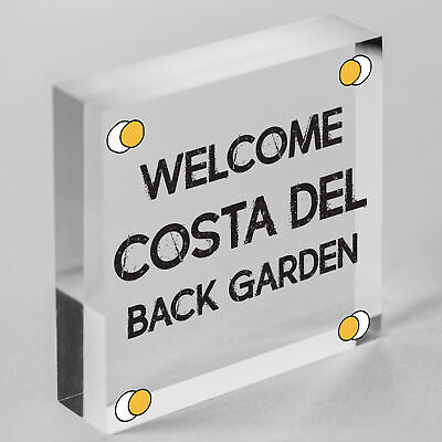 COSTA DEL BACK GARDEN Garden Signs And Plaques For Outdoors Funny Sign