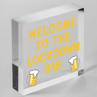 The LOCKDOWN Bar Funny Quarantine Plaques Novelty Home Bar Sign Man Cave