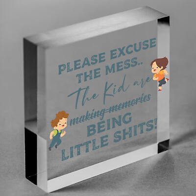 Please Excuse The Mess Novelty Wooden Hanging Plaque Parents Gift Kids Sign