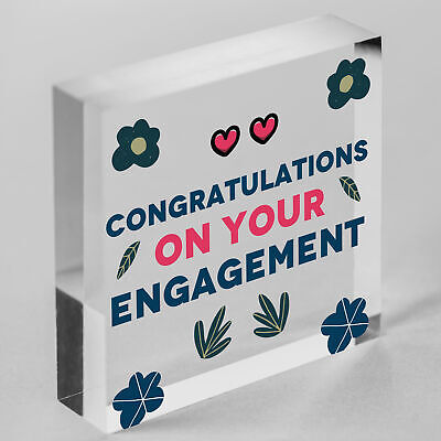 Congratulations On Your Engagement Wooden Hanging Heart Plaque Wedding Gift Sign