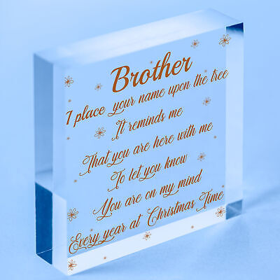 Brother Memorial In Loving Memory Wooden Heart Christmas Bauble Decoration