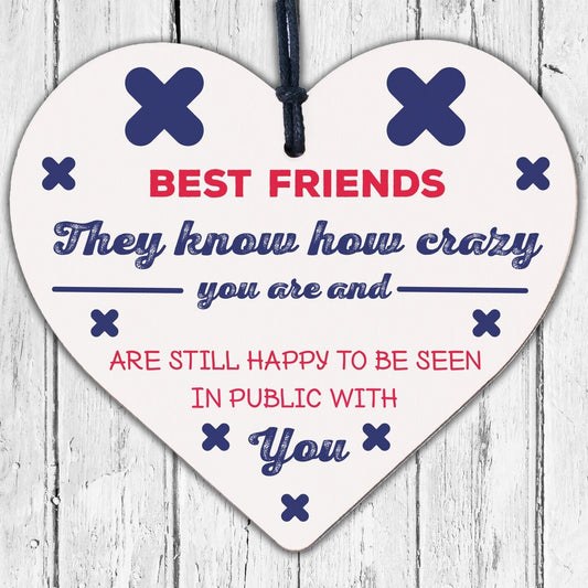 Best Friend Birthday Gift Friendship Sign Wood Heart Thank You Keepsake Plaque