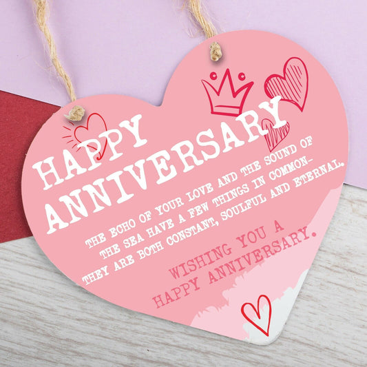 Wedding Anniversary Gift Heart Hanging Sign Happy Anniversary Gifts