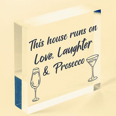 Fun Laughter Prosecco Kitchen Plaque Alcohol Home Bar Sign Friend Gift For Women