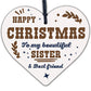 Christmas Sister Friendship Gifts Handmade Wooden Heart Tree Decoration Bauble