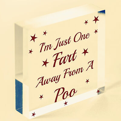 One Fart Away From A Poo Novelty Wooden Hanging Heart Plaque Funny Toilet Sign