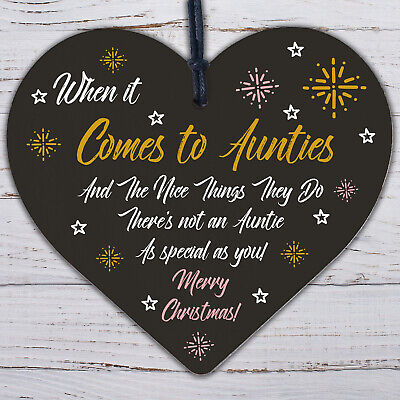 Auntie Gift Christmas Bauble Gifts For Auntie Wood Heart Thank You Gifts