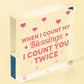 Blessings Count You Twice Wooden Hanging Heart Plaque Friendship Love Gift Sign