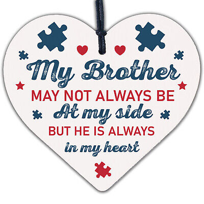 Special Gift For Brother Wood Heart Birthday Christmas Gift For Him Keepsake