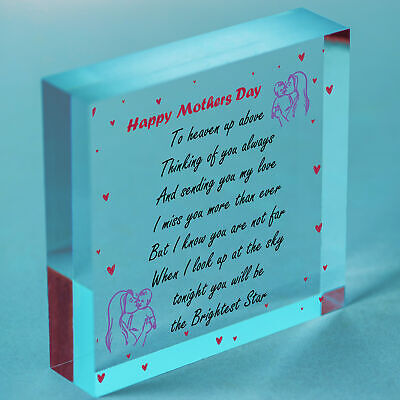 Mothers Day Memorial Plaque Gift In Memory Of Mum Mirror Keepsake