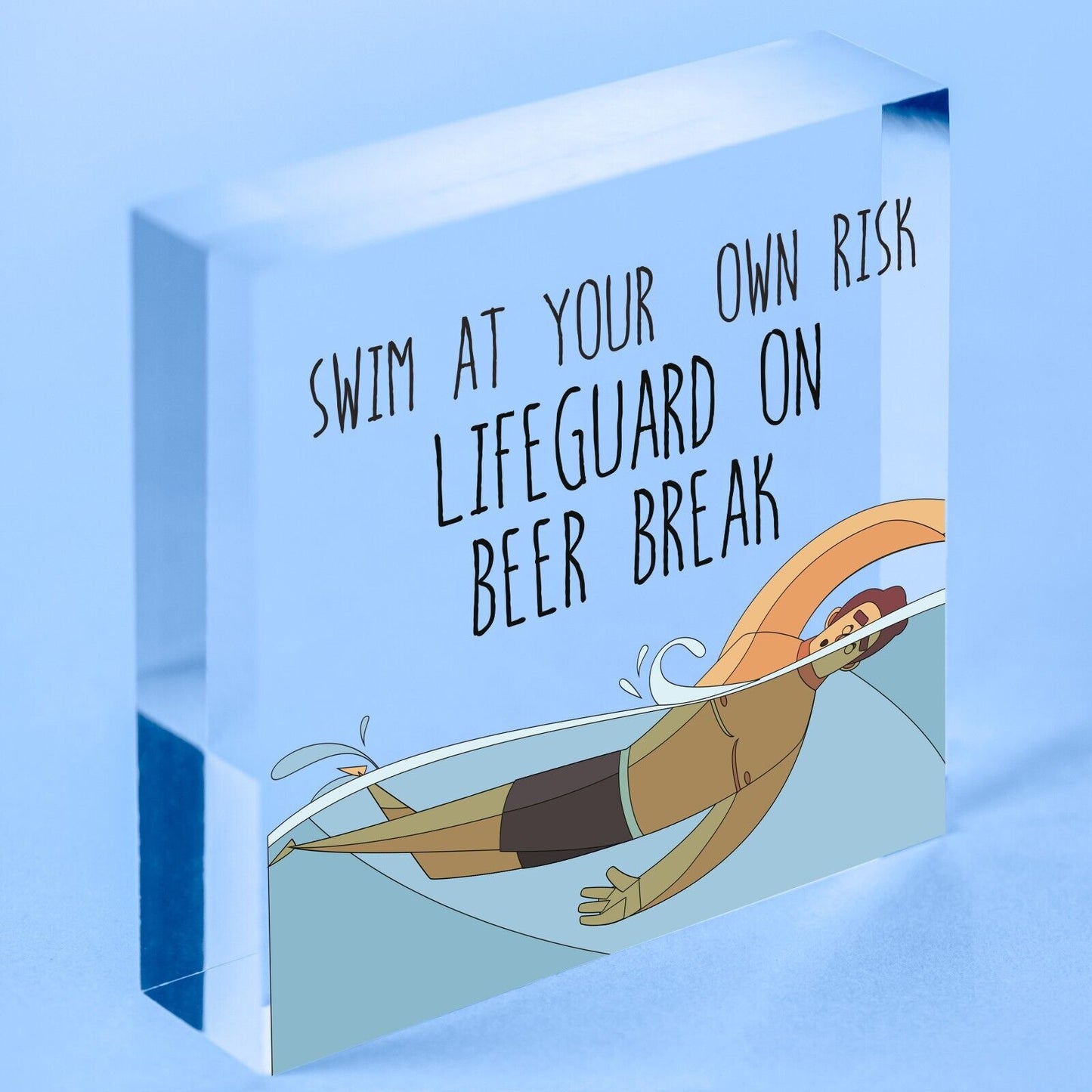 Funny Swim At Own Risk Hot Tub Pool Party Garden Shed Alcohol Plaque Wall Sign