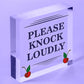 Please Knock Loudly Hanging Door Sign Plastic Contempary Wall Decorative Plaque