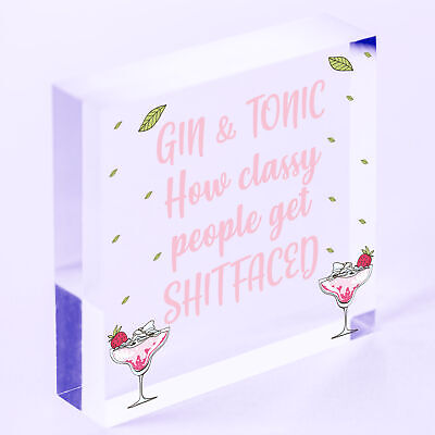 Funny Gin & Tonic Gift For Gin Lovers Hanging Alcohol Kitchen Bar Pub Plaque