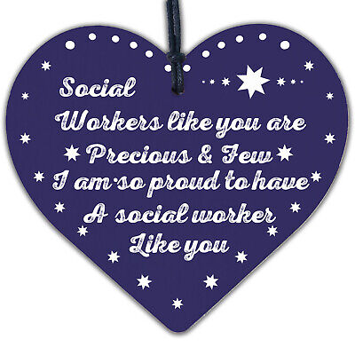 Social Worker Gift Wood Heart ThankYou Gift For Friend Novelty Birthday Keepsake