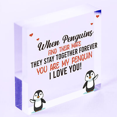 Anniversary Block For Him Her MY PENGUIN Block For Boyfriend Girfriend Husband