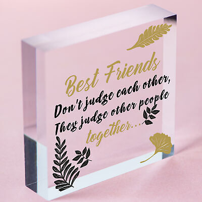 Best Friends Judge Others Friendship Love Gift Hanging Plaque Funny Friend Sign