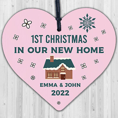 1st Christmas In New Home Bauble Wooden Heart 1st Christmas Bauble Xmas Decor