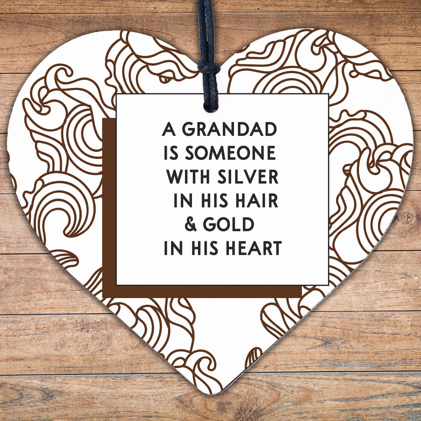 A Grandad Has A Golden Heart Wooden Hanging Plaque Love Shabby Chic Gift Sign